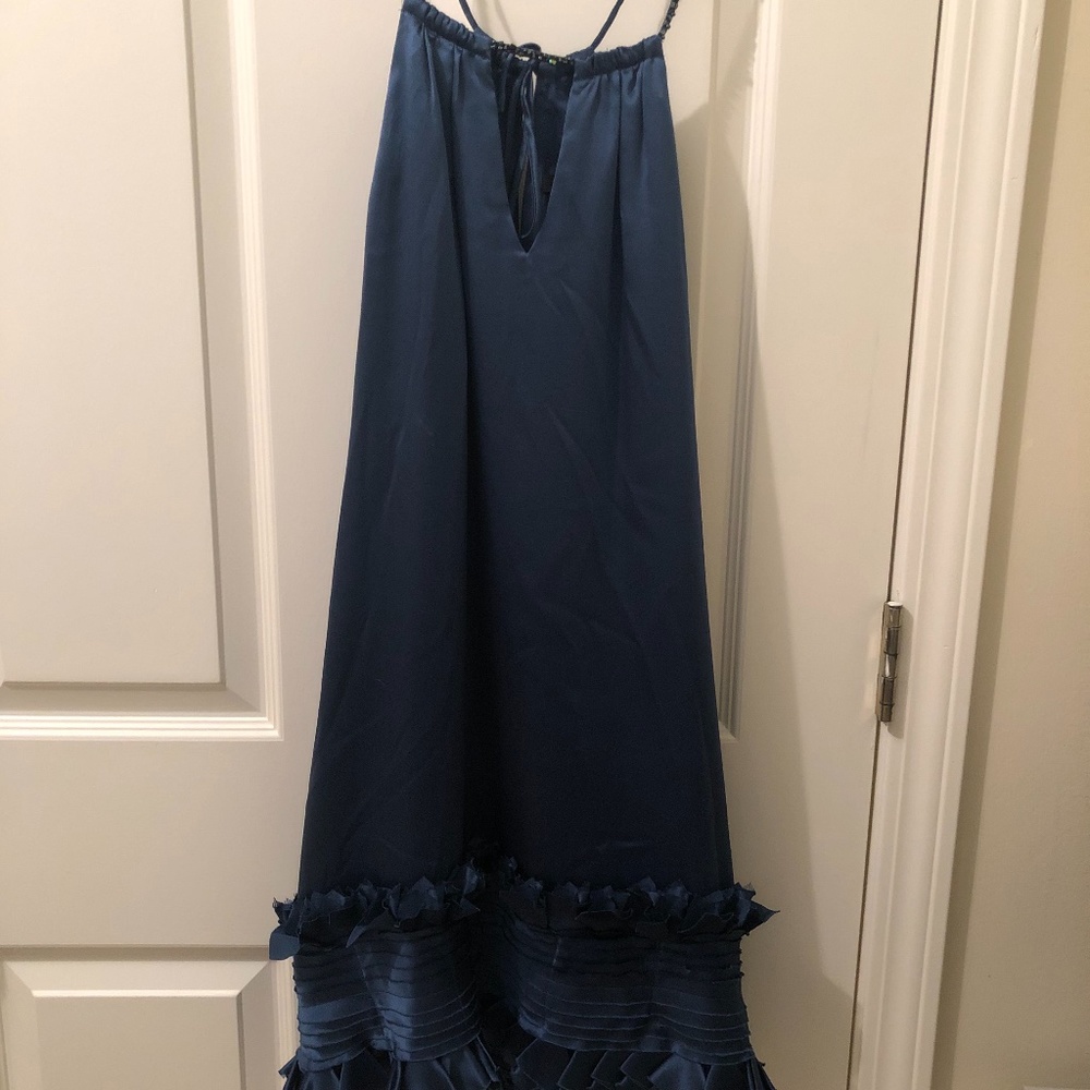 BCBG blue satin dress